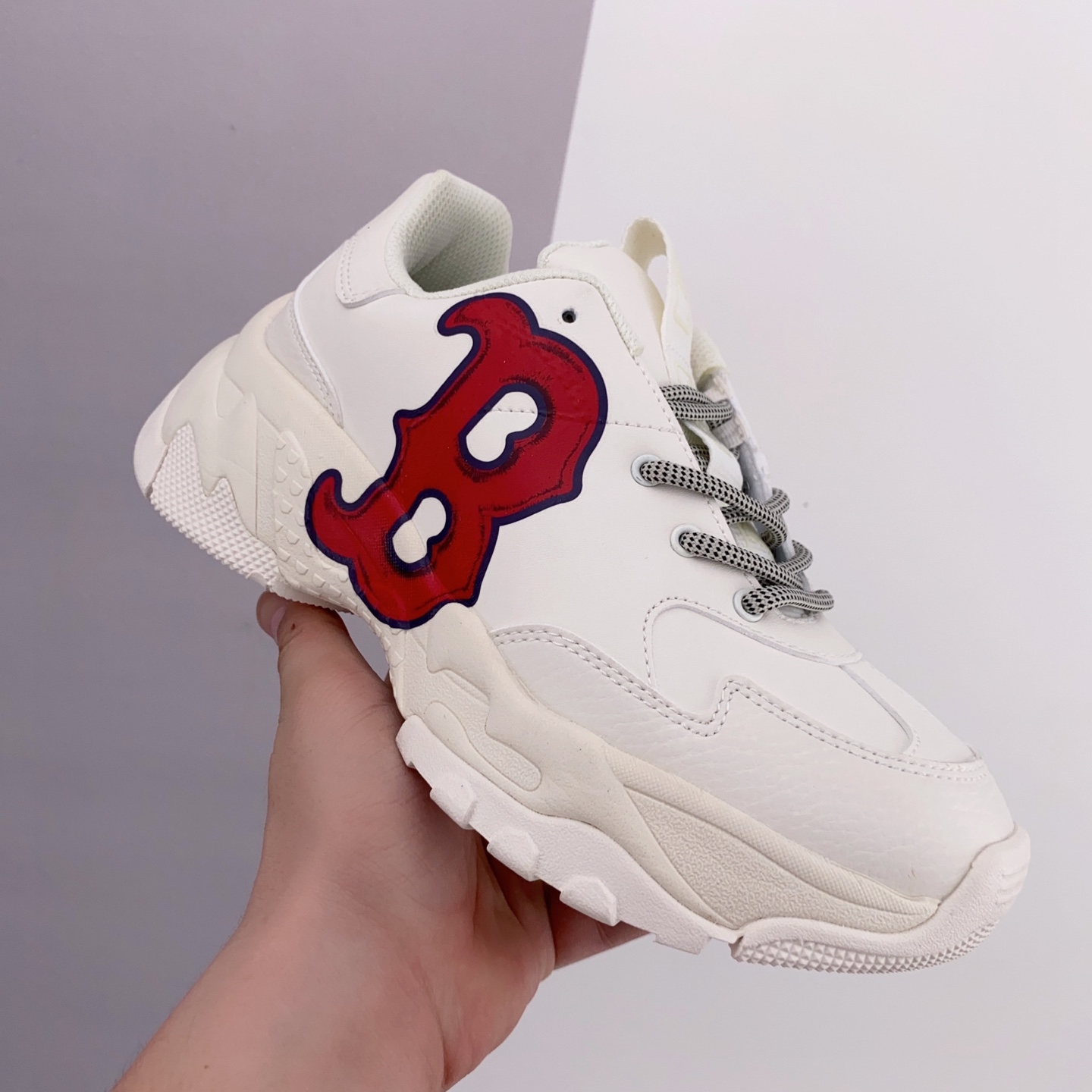 MLB KOREA Bigball Chunky A Classic Boston Sneakers - White/Red (Size 43)