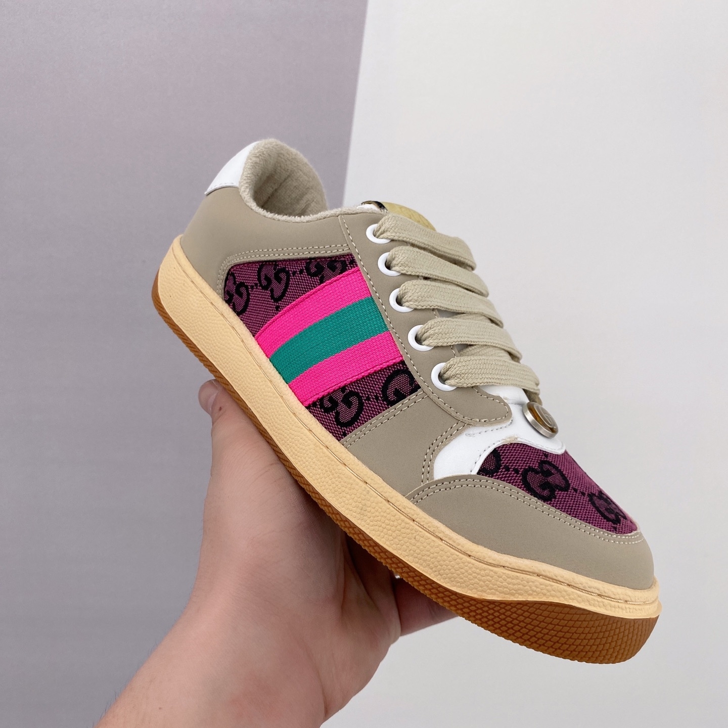 Gucci Screener Sneakers Pink - Authentic Designer Footwear