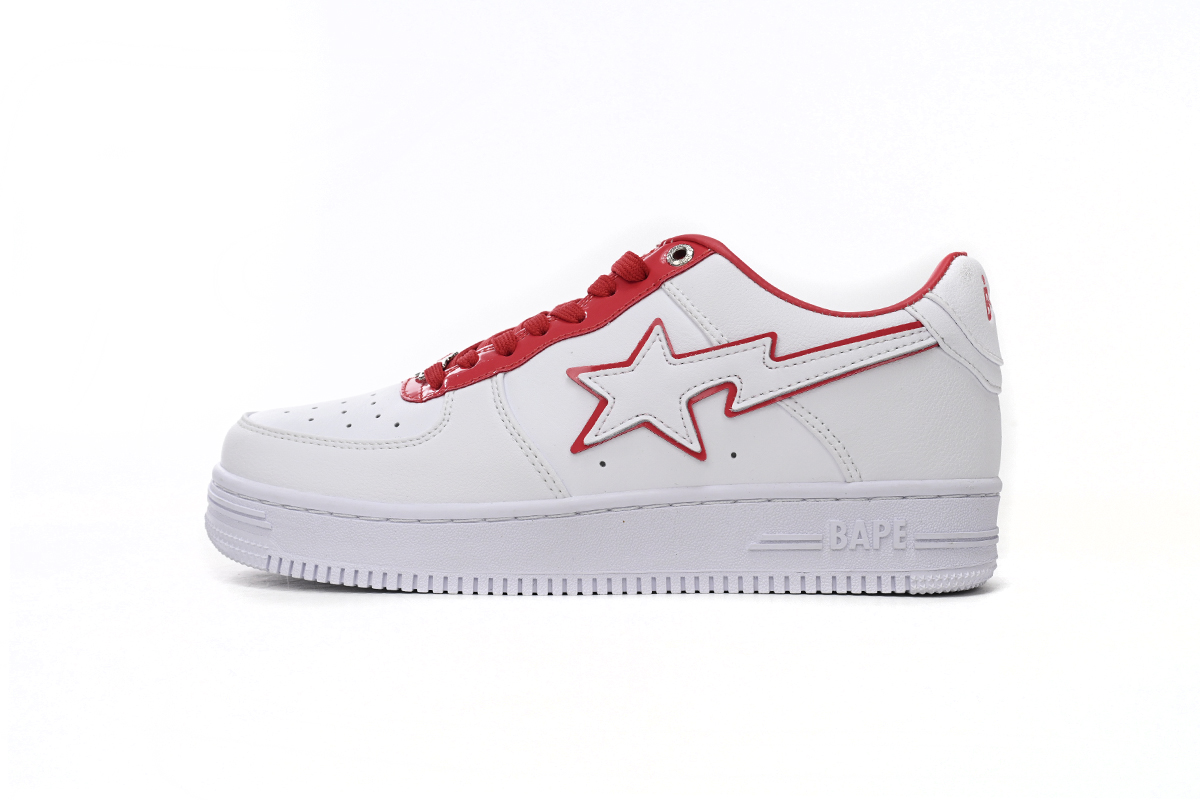 A Bathing Ape Bape Sta Leather Low 'Red' 1J30-291-017 - Stylish and Iconic Sneakers